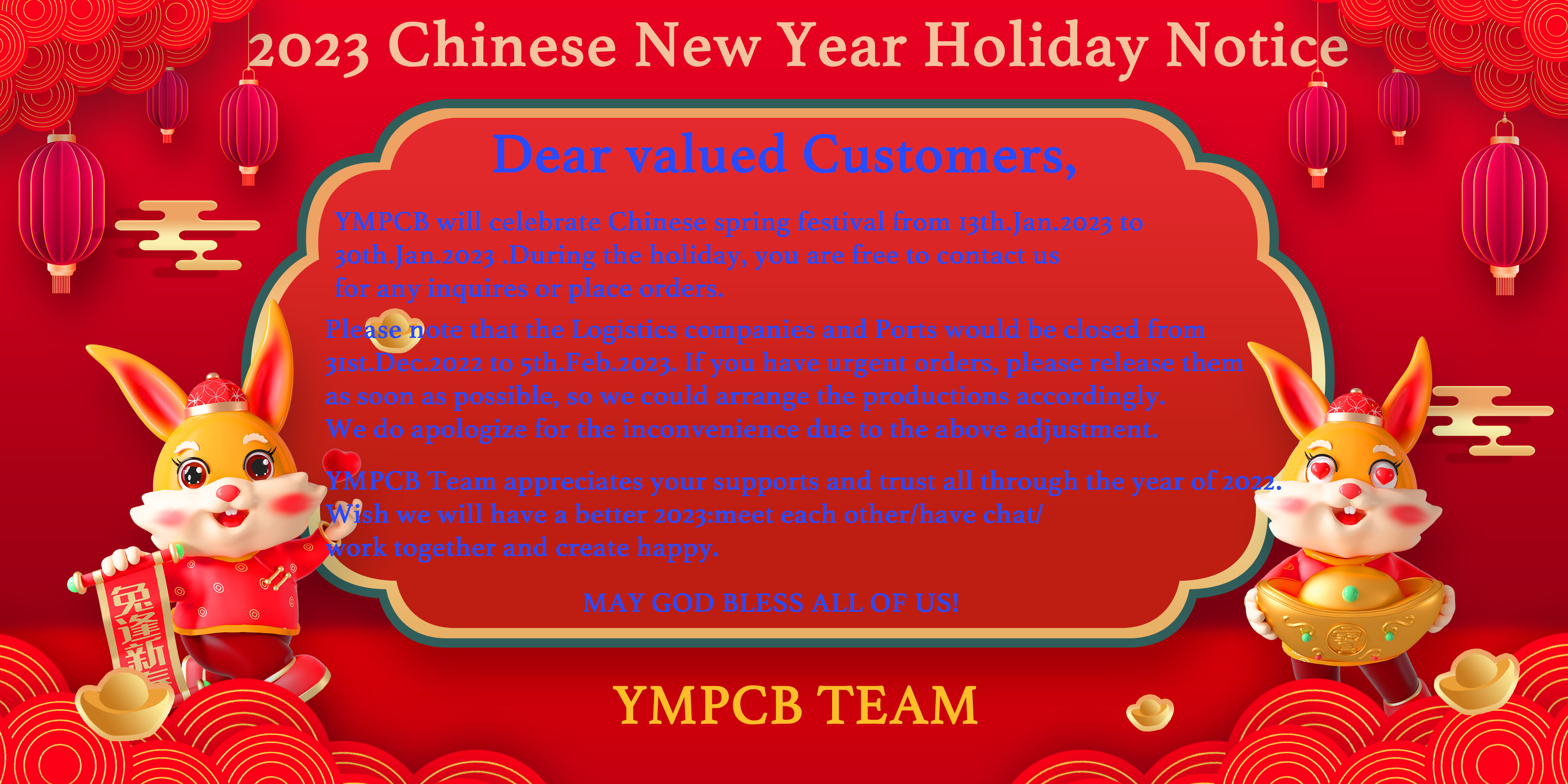 Holiday Notice-2023 Chinese New Year